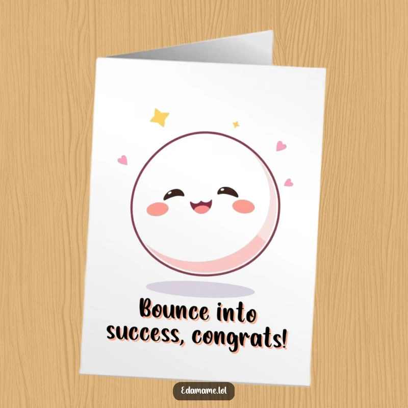Funny Free Printable Congratulations Card: A jubilant mochi ball bounces with glee, celebrating your amazing achievement.