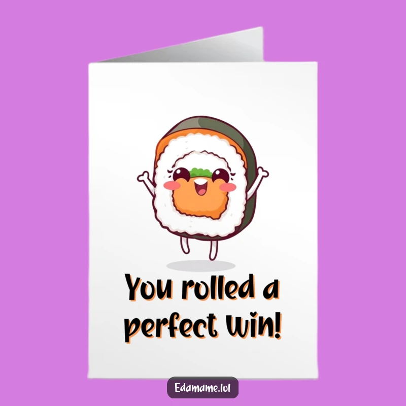 Free Printable Congrats Card: Dancing Sushi, Festive Downloadable Gift