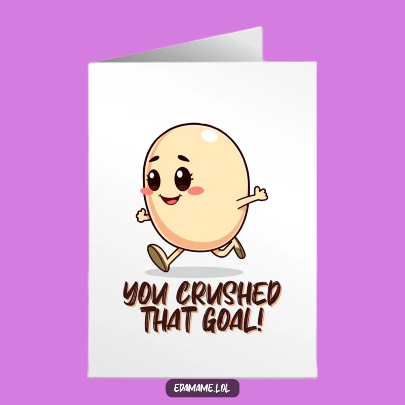 Free Printable Congrats Card: Determined Bean Runner Humor Downloadable Gift
