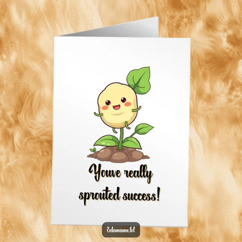 Funny Free Printable congratulations card showing a happy pod with tiny legs hopping with excitement, celebrating success.