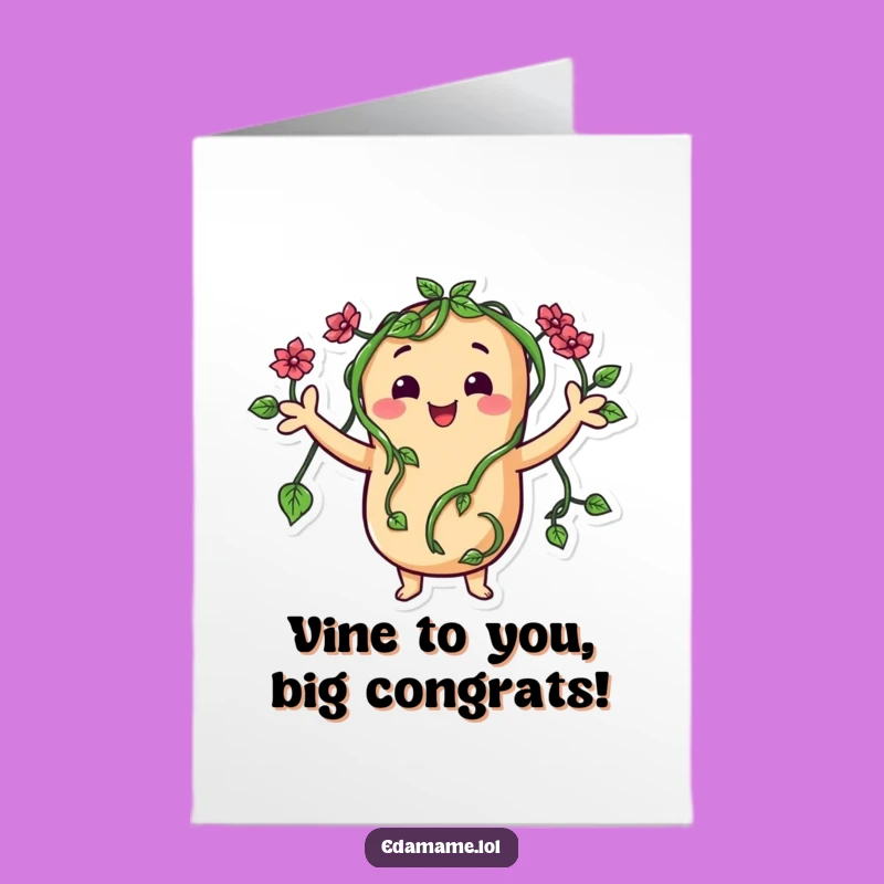 Free Printable Congrats Card: Vine-Armed Bean Waves Congrats Downloadable Gift