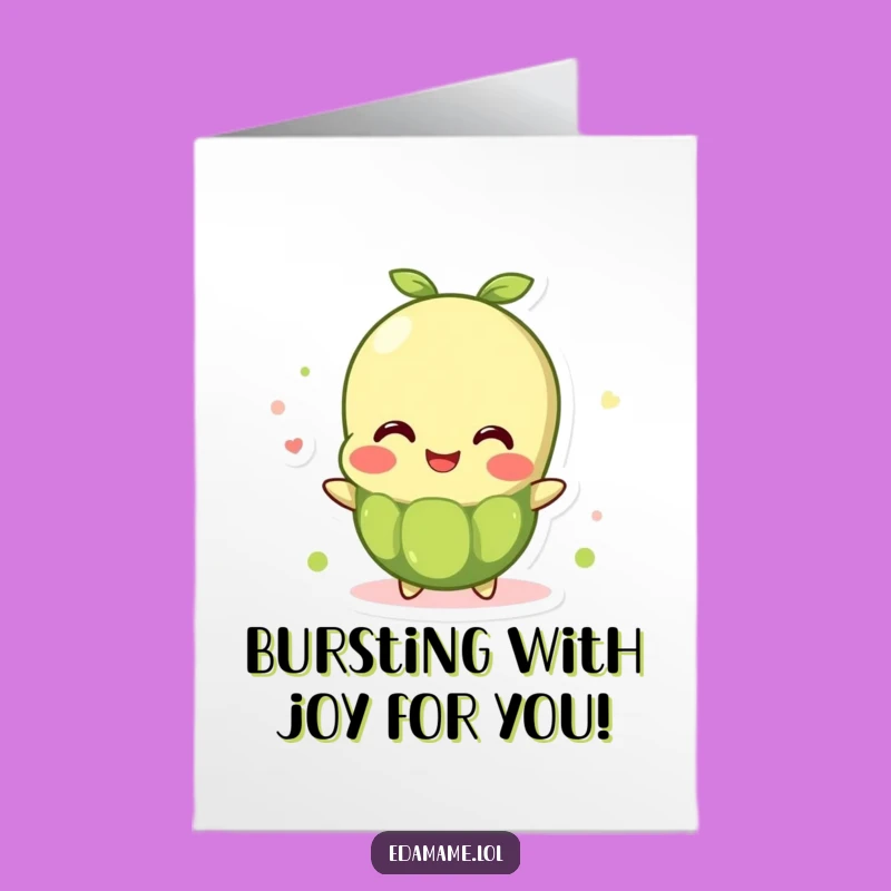 Free Printable Congratulations Card: Bubbly Edamame Joy, Cheerful Humor Downloadable Gift