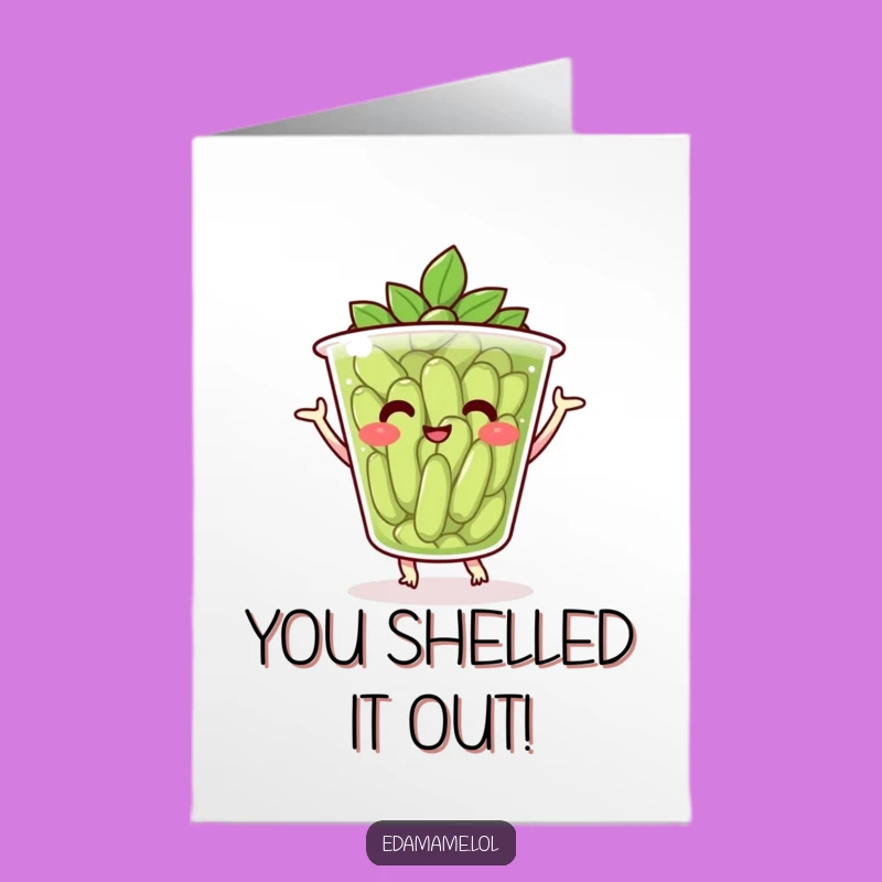 Free Printable Dancing Edamame Congratulations Card: Funny Downloadable Gift for Big Wins