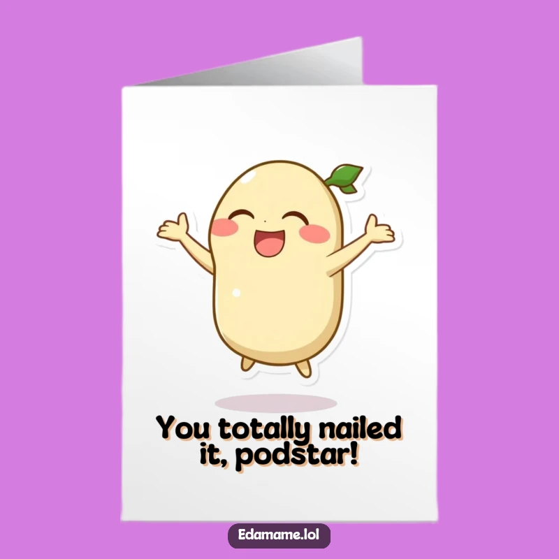 Free Printable Edamame Congrats Card: Silly Jump for Joyful Celebrations