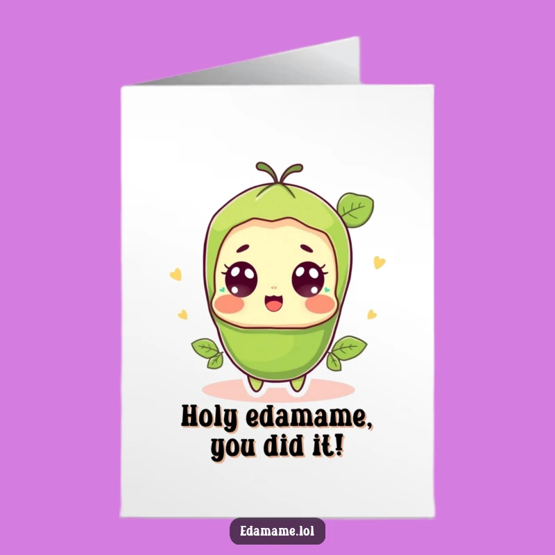 Free Printable Congrats Card: Shocked Edamame Expressing Joy - Downloadable!