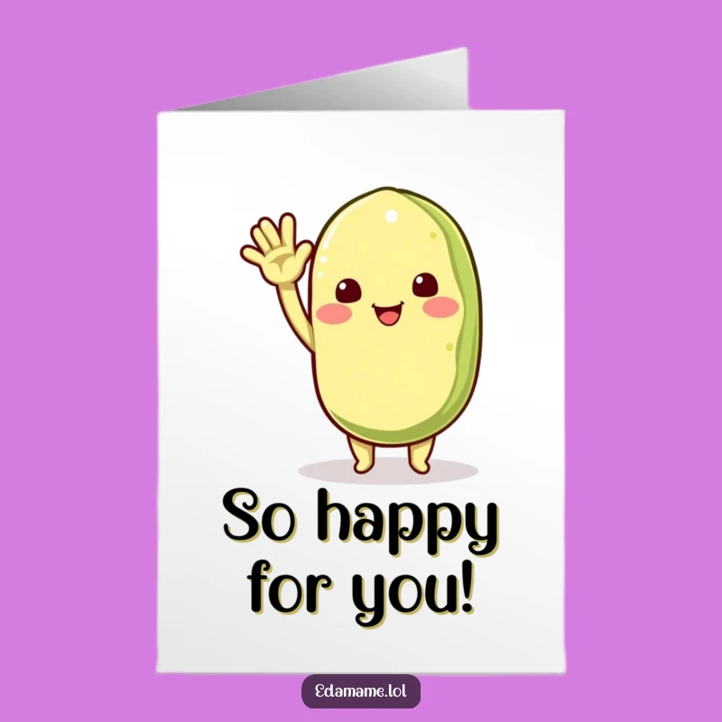 Free Printable Congratulations Card: Edamame Waving Funny Downloadable Gift