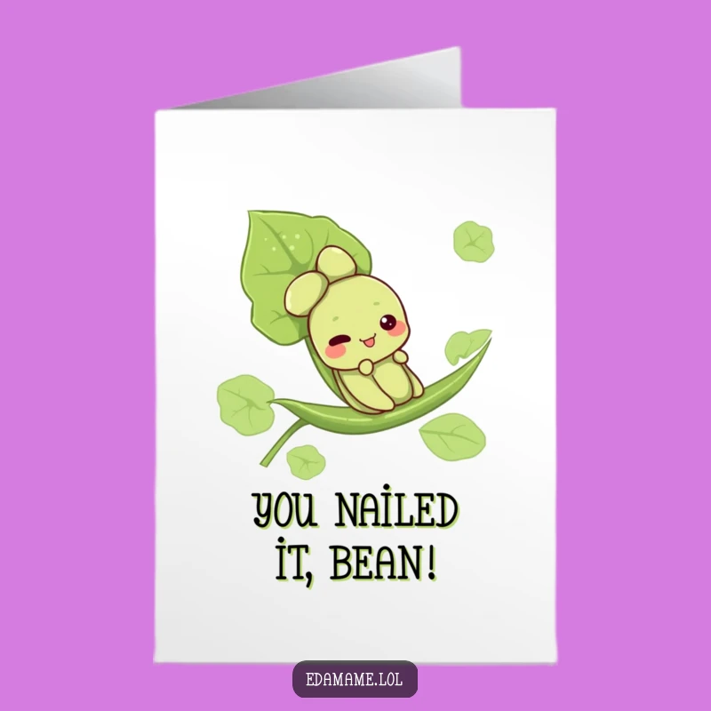 Free Printable Congrats Card: Edamame Leaf Slide Humor for Your Downloadable Gift