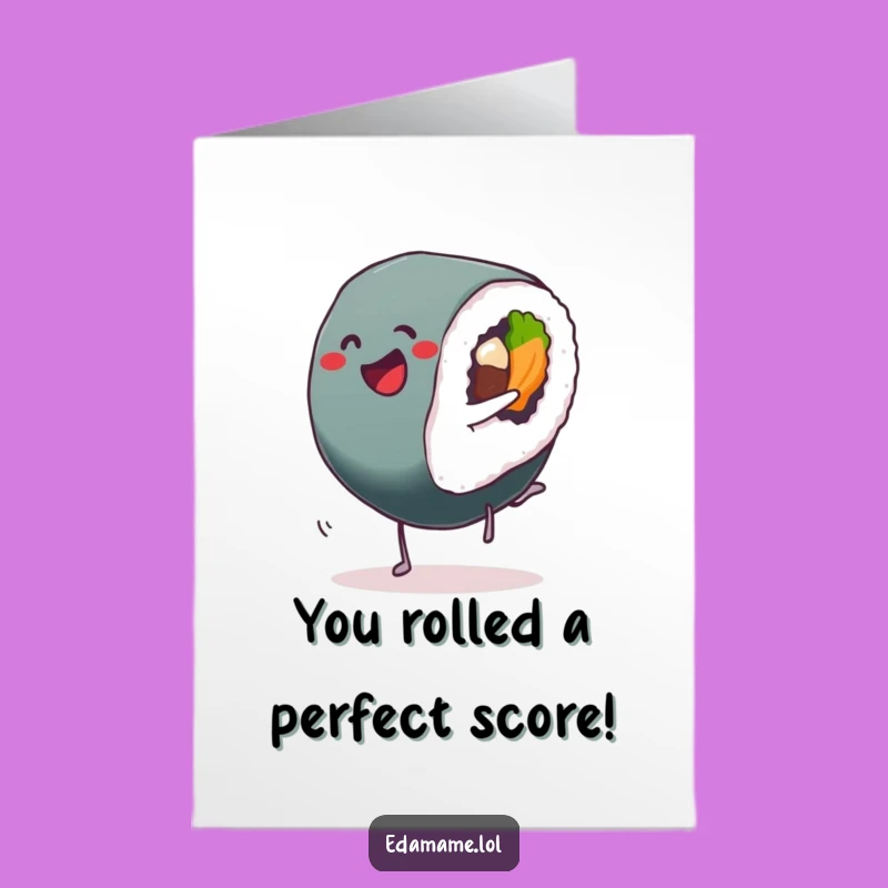Free Printable Congrats Card: Sushi Cartwheel Funny Downloadable for Any Achievement