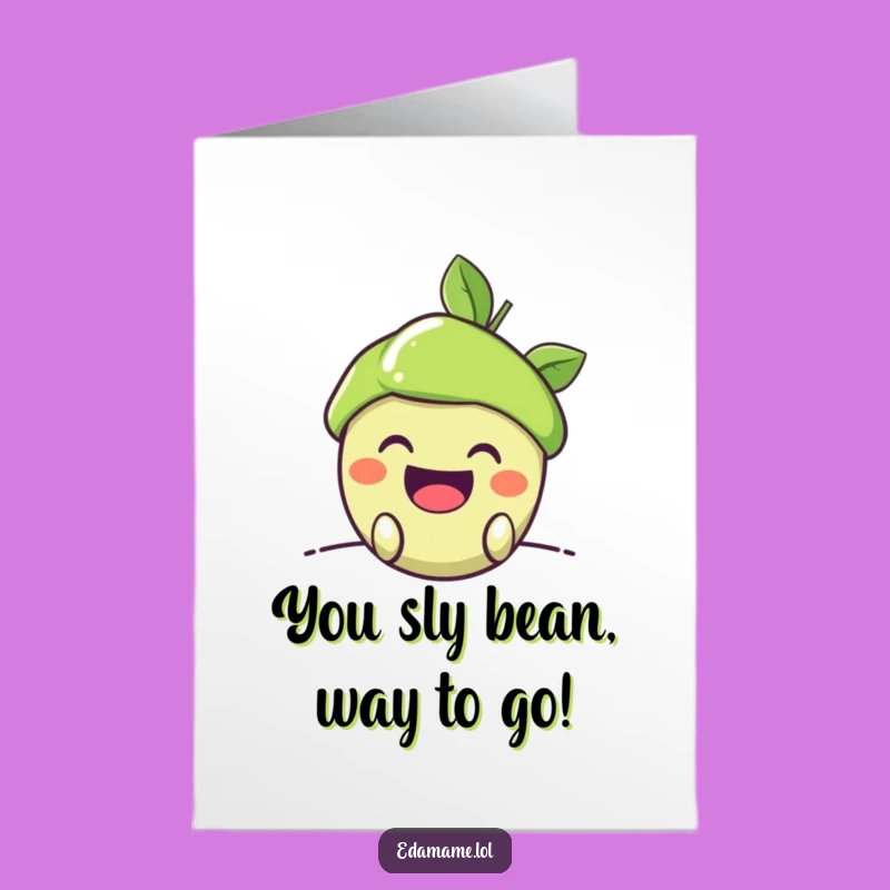 Free Printable Congrats Card: Mischievous Edamame Grin Funny Downloadable