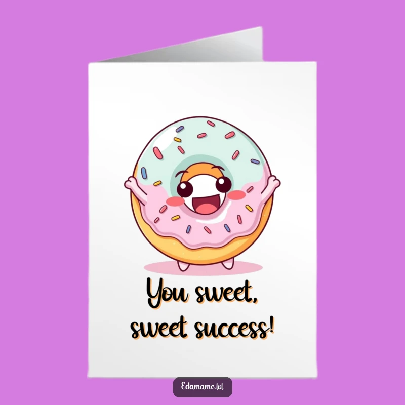 Free Printable Congrats Card: Bouncing Donut Funny Downloadable Gift for Achievements