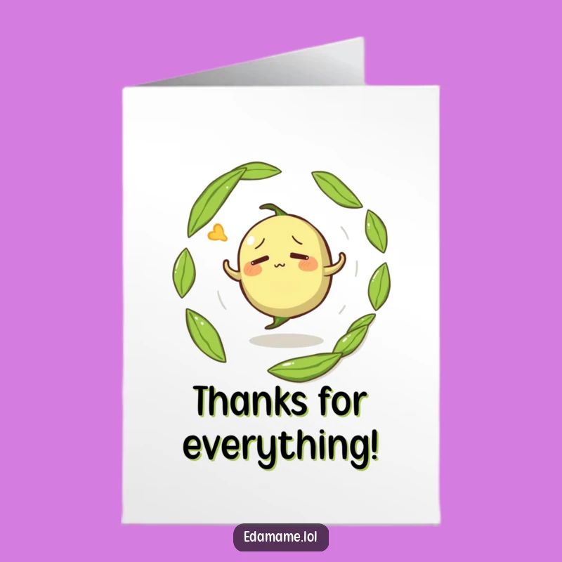 Free Printable Dizzy Edamame Thank You Card: Funny Downloadable Gift of Bewilderment
