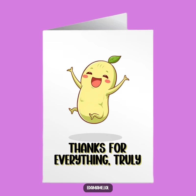 Free Printable Edamame Cartwheel Thank You Card: Funny Bean Gift