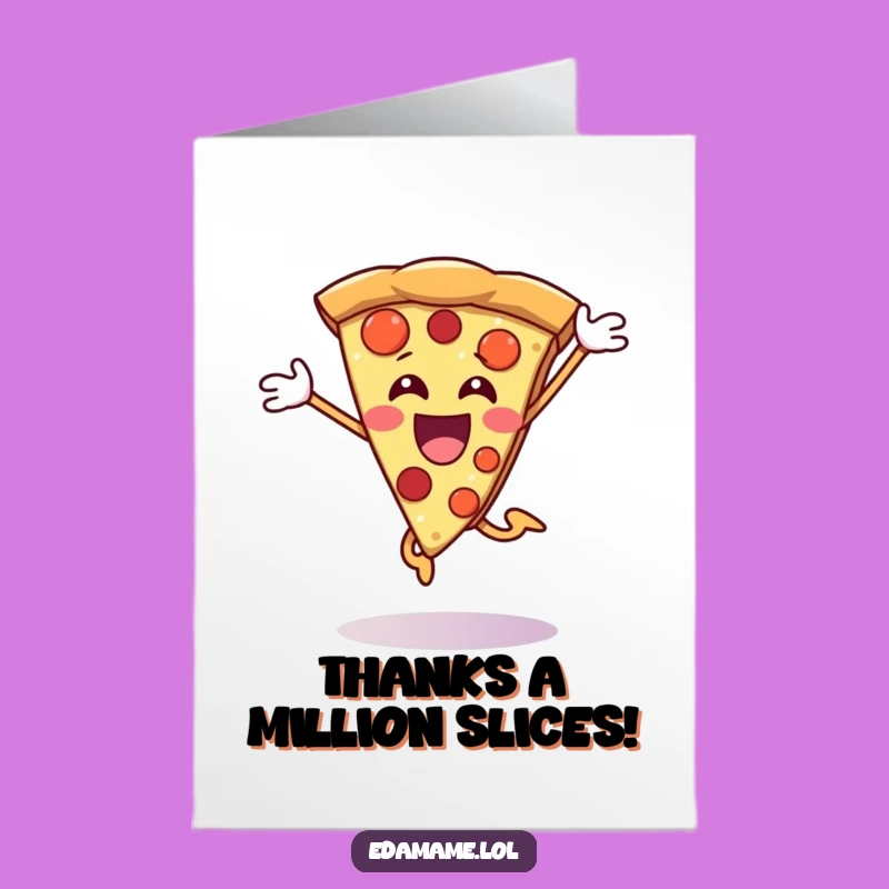 Free Printable Thank You Card: Jumping Pizza, Deliciously Grateful Downloadable Greeting