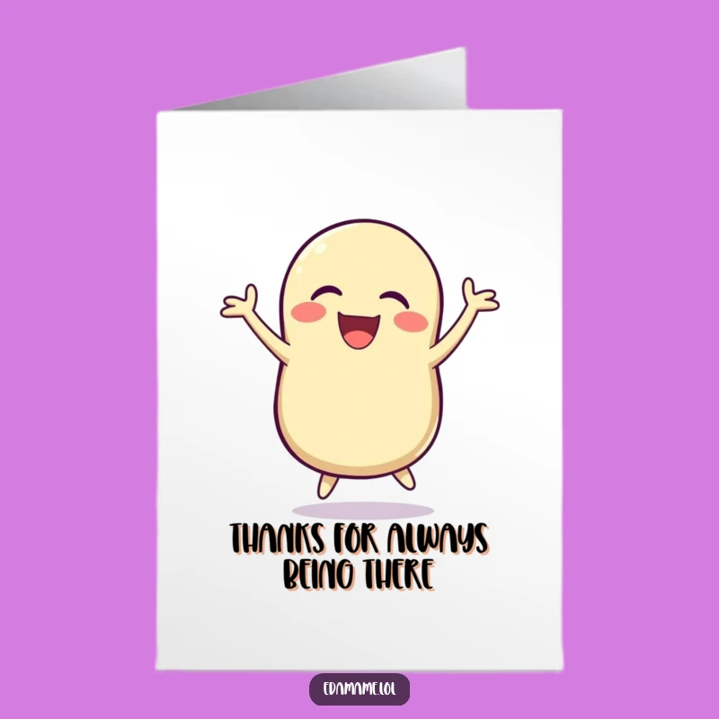 Free Printable Thank You Card: Laughing Bean Pod Jumping, Funny Downloadable Art for Gratitude