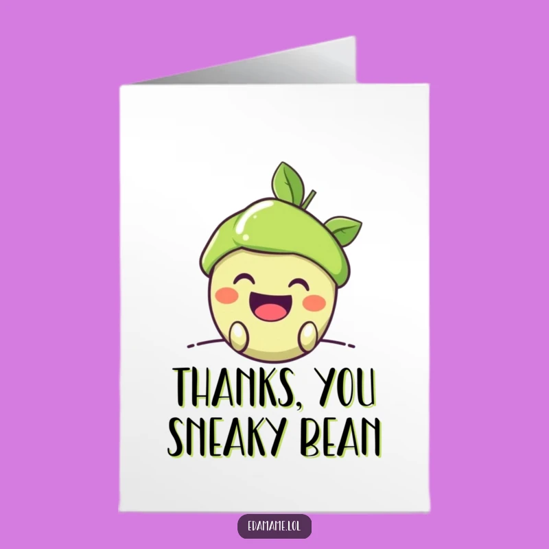 Free Printable Thank You Card: Mischievous Edamame Grin Funny Downloadable