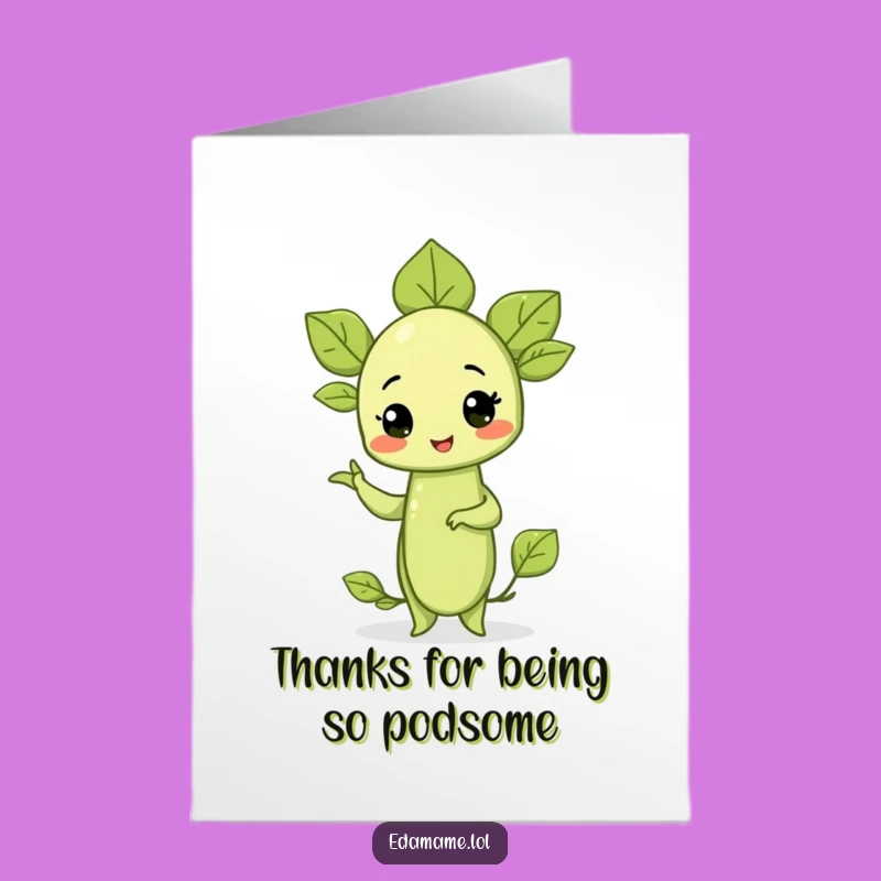 Free Printable Thank You Card: Posing Edamame Expresses Thanks, Funny Downloadable Gift