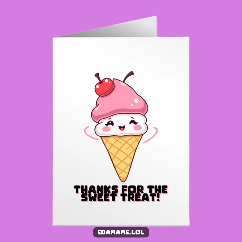 Free Printable Thank You Card: Spinning Ice Cream Cone Gratitude for a Sweet Gesture