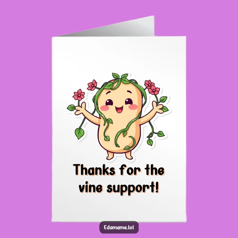 Free Printable Thank You Card: Vine-Armed Bean Waves Thanks Downloadable Gift