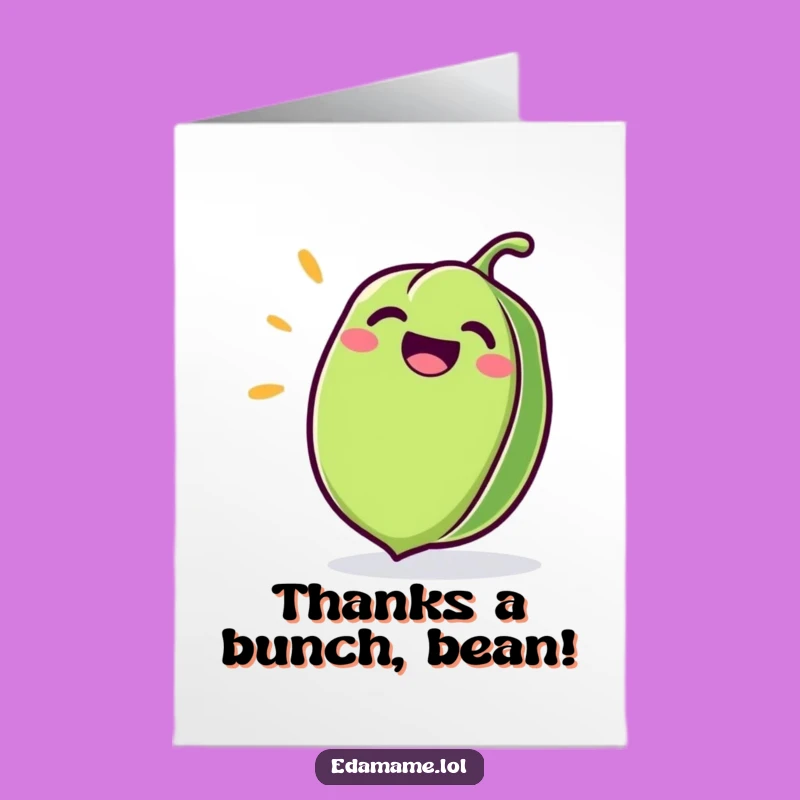 Free Printable Thank You Card: Giggling Edamame Expresses Gratitude Downloadable Gift