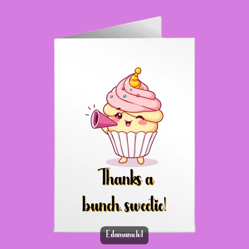 Free Printable Thank You Card: Cupcake Horn Blower, Heartfelt Downloadable Appreciation