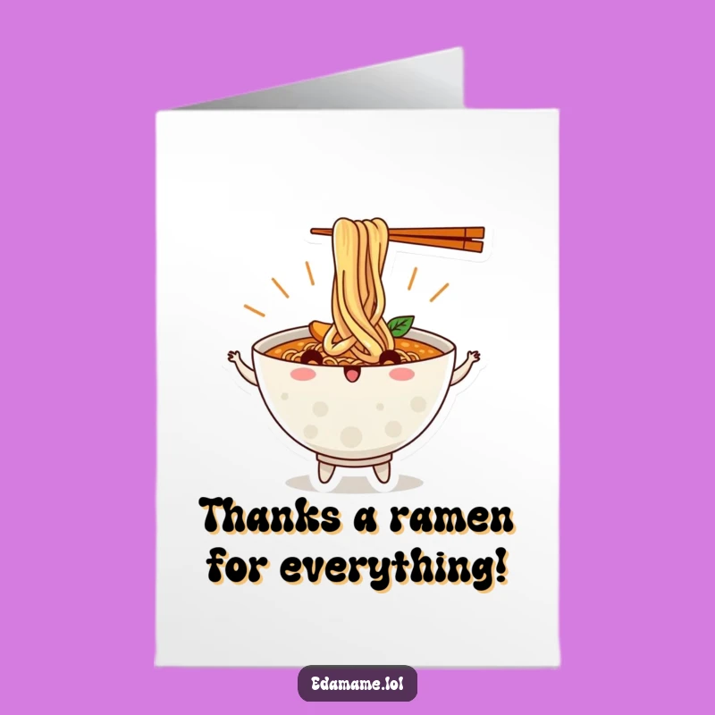Free Printable Thank You Card: Dancing Ramen Bowl Funny Downloadable Gift