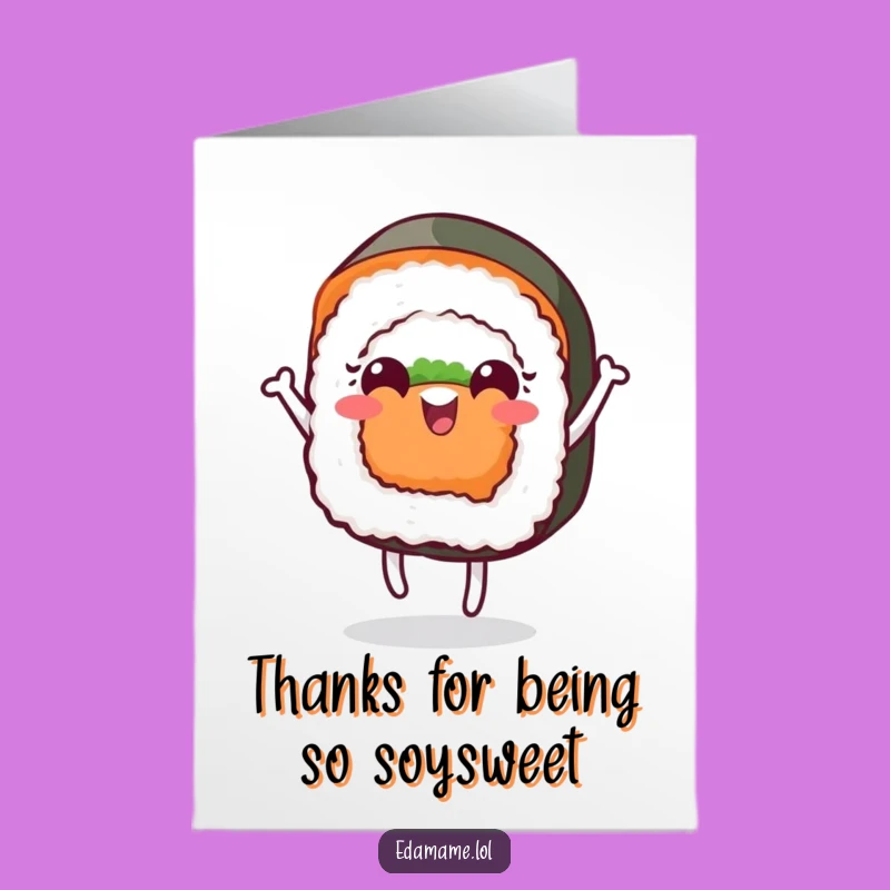 Free Printable Thank You Card: Dancing Sushi, Whimsical Downloadable Gift