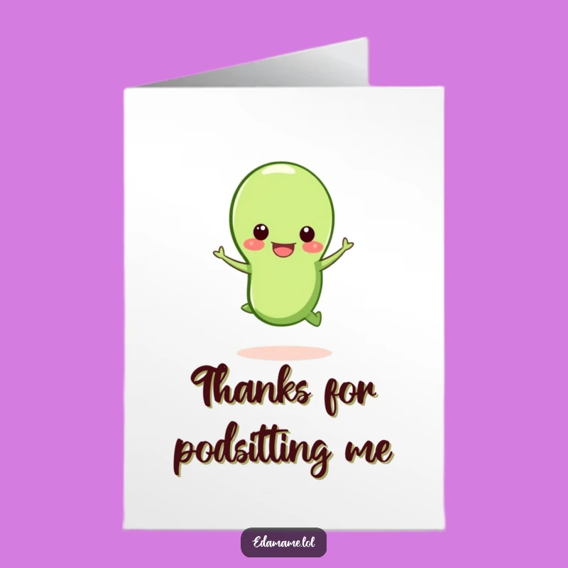 Free Printable Thank You Card: Jumping Edamame Pod Funny Downloadable Gratitude