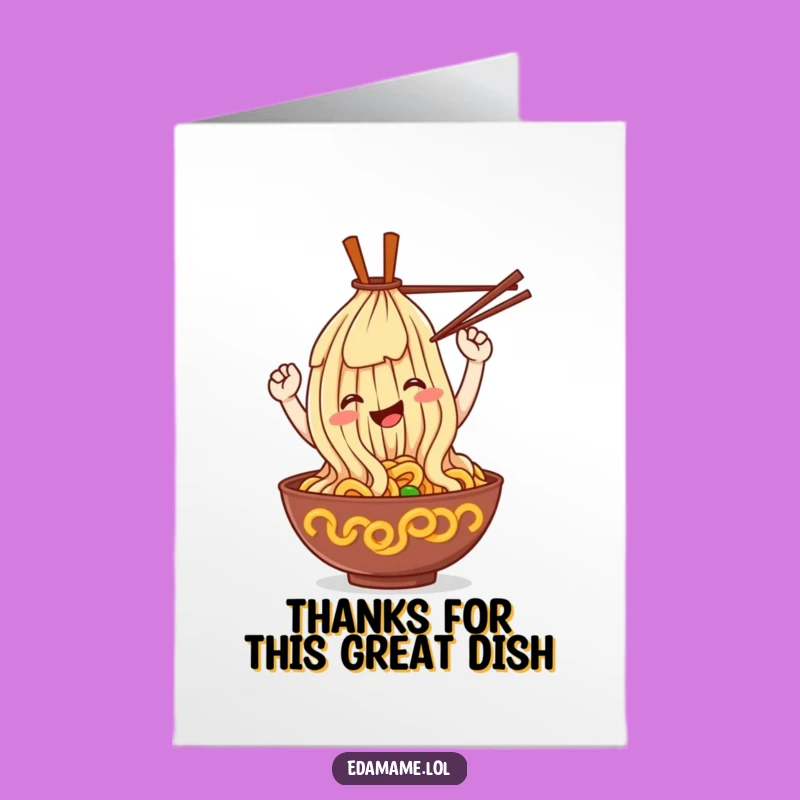 Free Printable Thank You Card: Ramen Noodle Loop Funny Downloadable Gratitude
