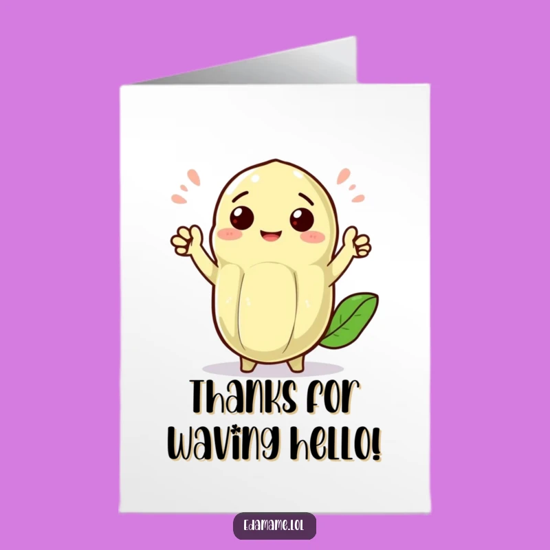 Free Printable Thank You Card: Cheerful Edamame Pod, Waving Downloadable Gift