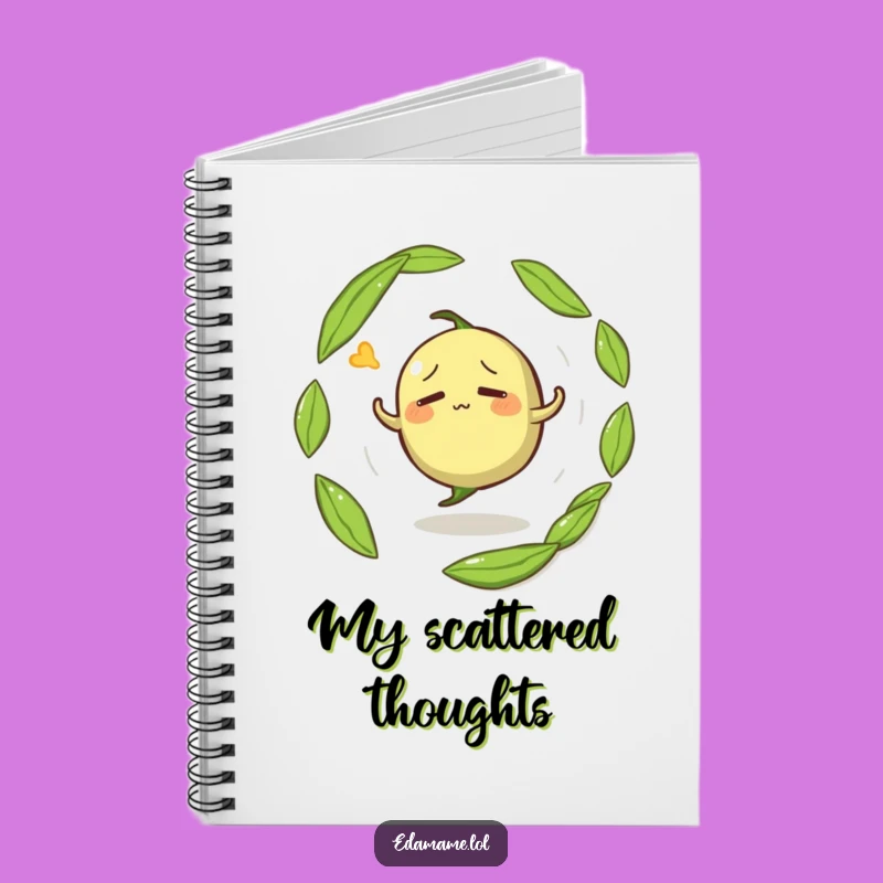 Funny Confused Edamame Notebook - Dizzy Bean Journal Gift