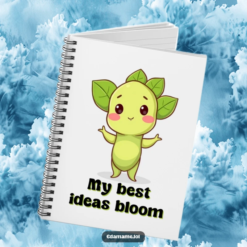 Funny Notebook: A proud edamame sprout strikes a pose, inspiring growth and humorous ideas.