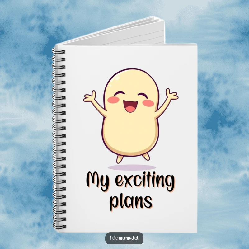 Funny Notebook: A laughing bean pod jumps for joy, inspiring energetic and humorous ideas.