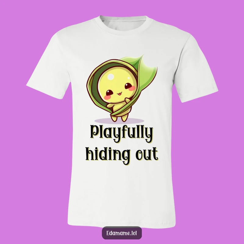 Funny Edamame Pod T-Shirt: Playful Leaf Peeker for a Cute and Funny Tee Gift