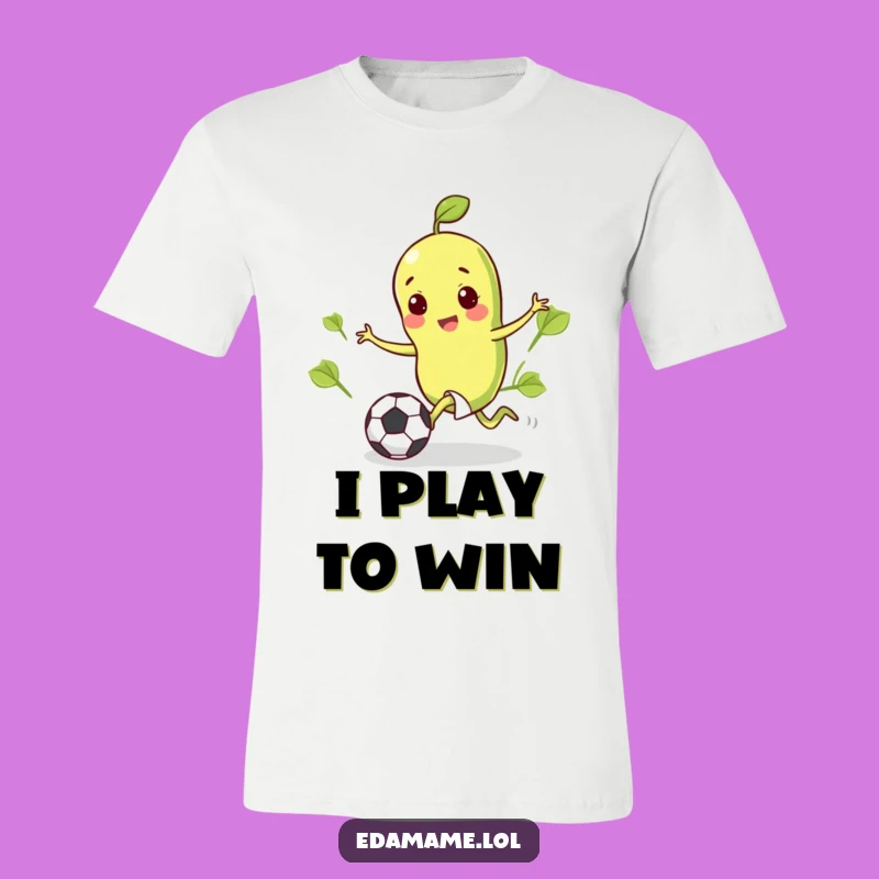 Funny Edamame Soccer T-Shirt: Happy Bean Kicking Tee, Perfect Funny Gift