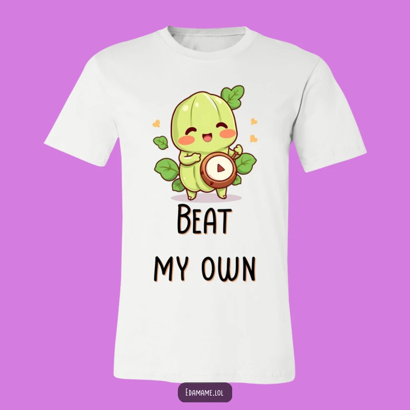 Funny Happy Edamame Drummer T-Shirt - Joyful Bean Rhythms Tee for Music Fans
