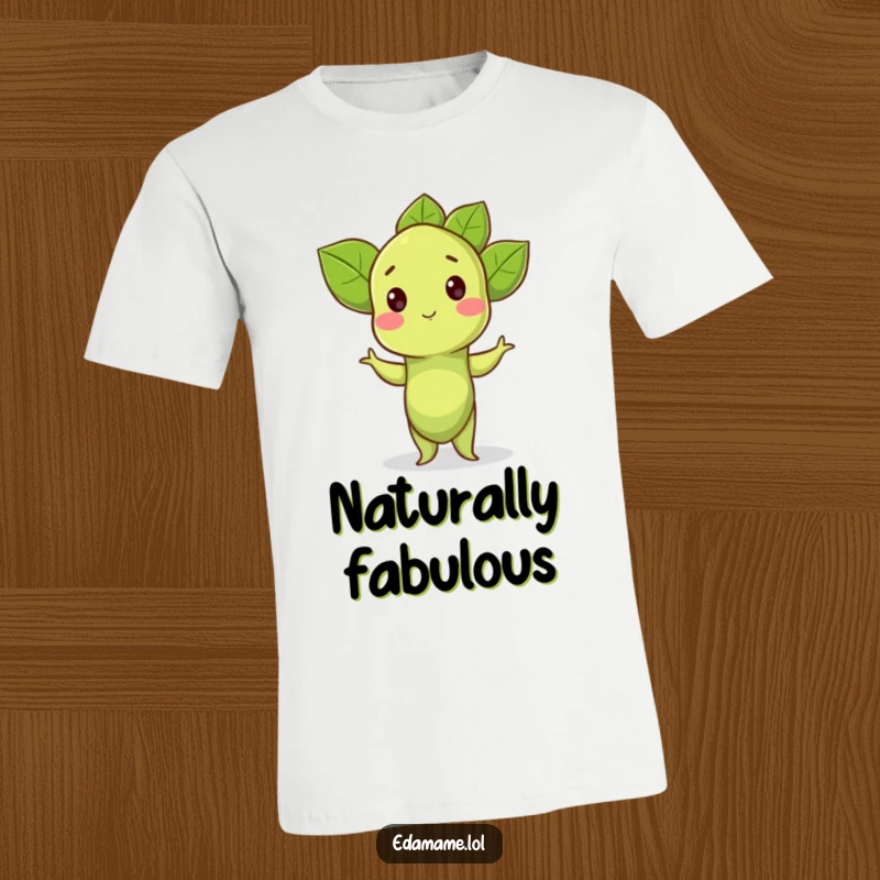 Funny T-Shirt: A proud edamame sprout strikes a dynamic and humorous pose, radiating confidence.