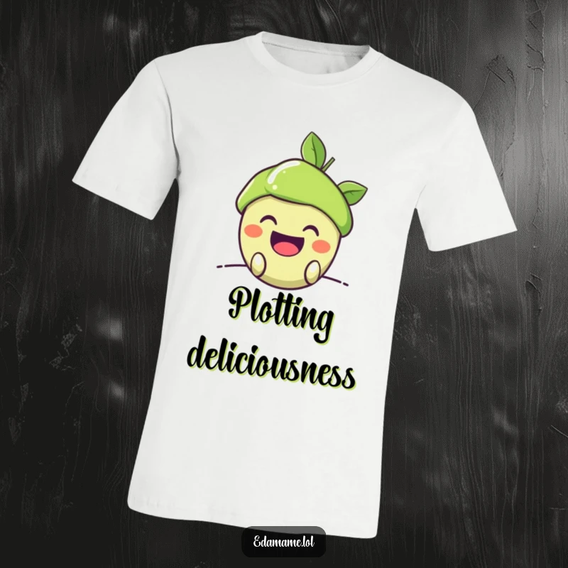 Funny T-Shirt: A happy edamame pod peeking out, revealing its beans and sporting a wide, mischievous grin.