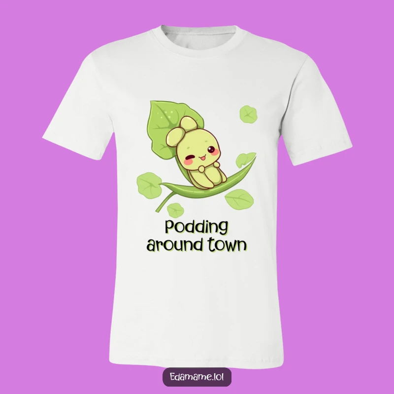 Funny Edamame Leaf Slide T-Shirt - Cute Character Tee, Hilarious Gift for Bean Enthusiasts
