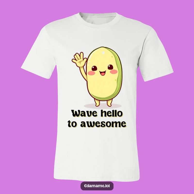 Funny Edamame Waving T-Shirt: Spread Smiles with Hilarious Bean Greetings