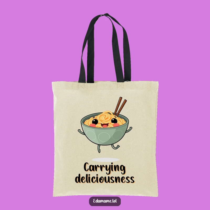 Funny Smiling Ramen Legs Tote Bag Carry Your Joy and Your Noodles