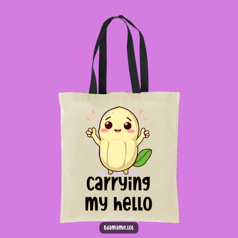 Funny Edamame Pod Tote Bag: Carry Greetings with Enthusiasm