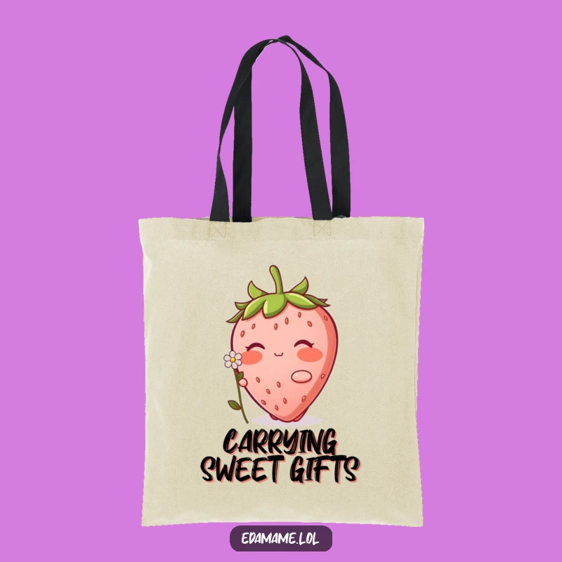 Funny Blushing Strawberry Tote Bag: Carry Sweetness and Essentials
