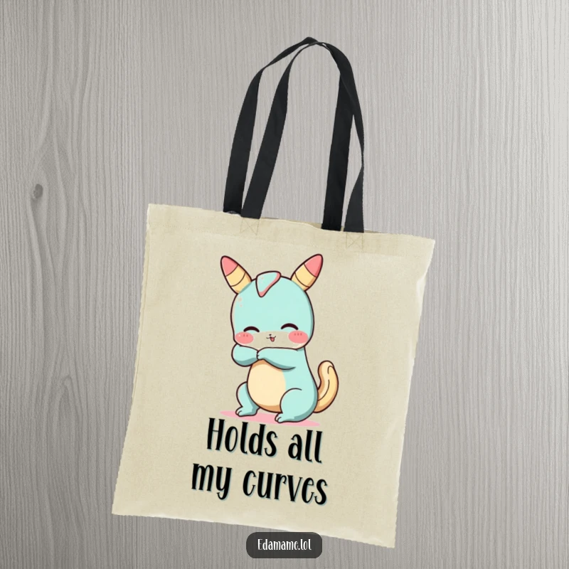 Funny Churro Yoga Tote Bag: A humorous illustration of a bendy churro doing yoga, ideal for carrying daily essentials with style.