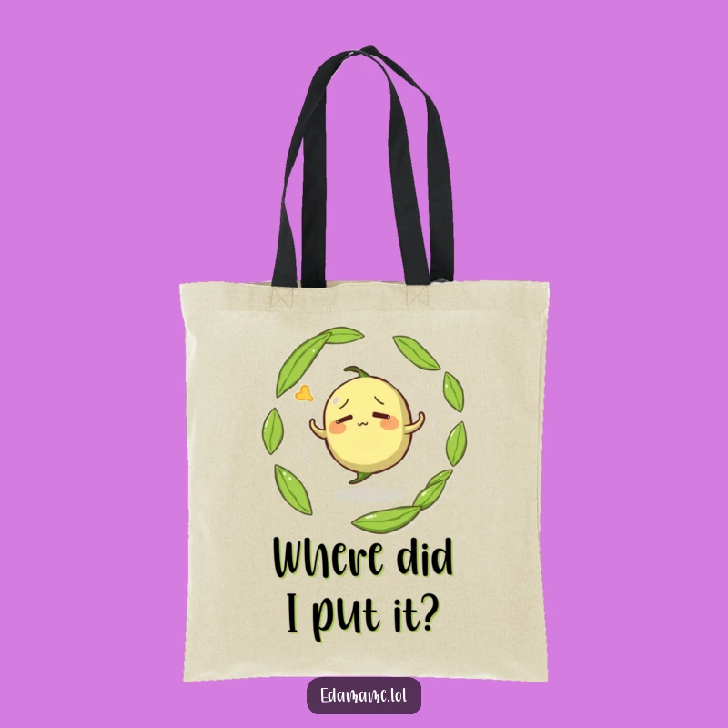 Funny Confused Edamame Tote Bag - Dizzy Bean Pod Carryall Gift