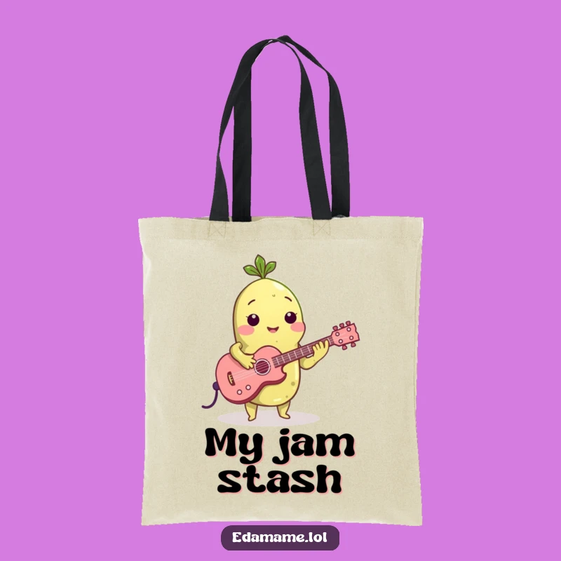 Funny Edamame Guitarist Tote Bag: Carry Your Tunes in Style!