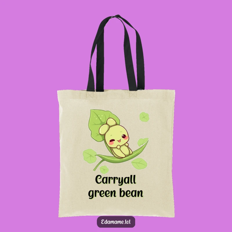 Funny Edamame Leaf Slide Tote Bag - Cute Character Grocery Carrier, Practical Funny Gift