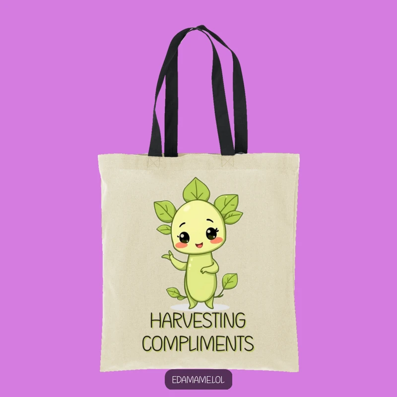 Funny Edamame Sprout Pose Tote Bag: Practical Veggie Humor, Ideal Gift