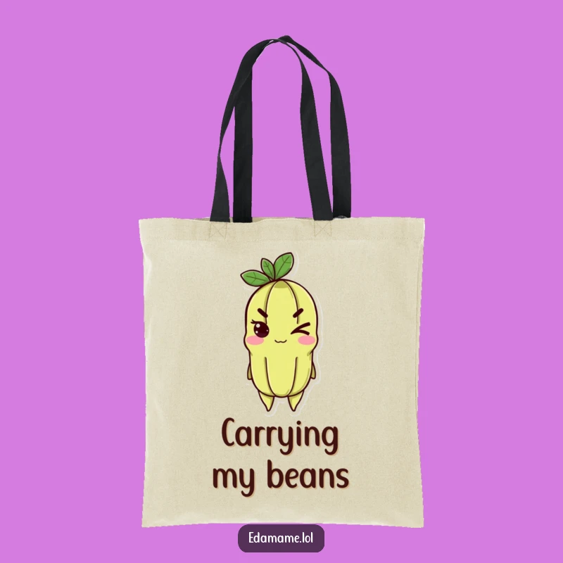 Funny Edamame Wink Tote Bag - Cheerful & Determined Carryall for Daily Smiles