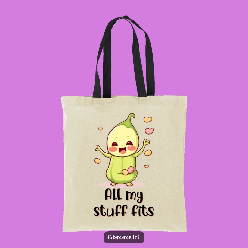 Funny Happy Edamame Juggler Tote Bag - Joyful Pod Carrier, Practical Funny Gift