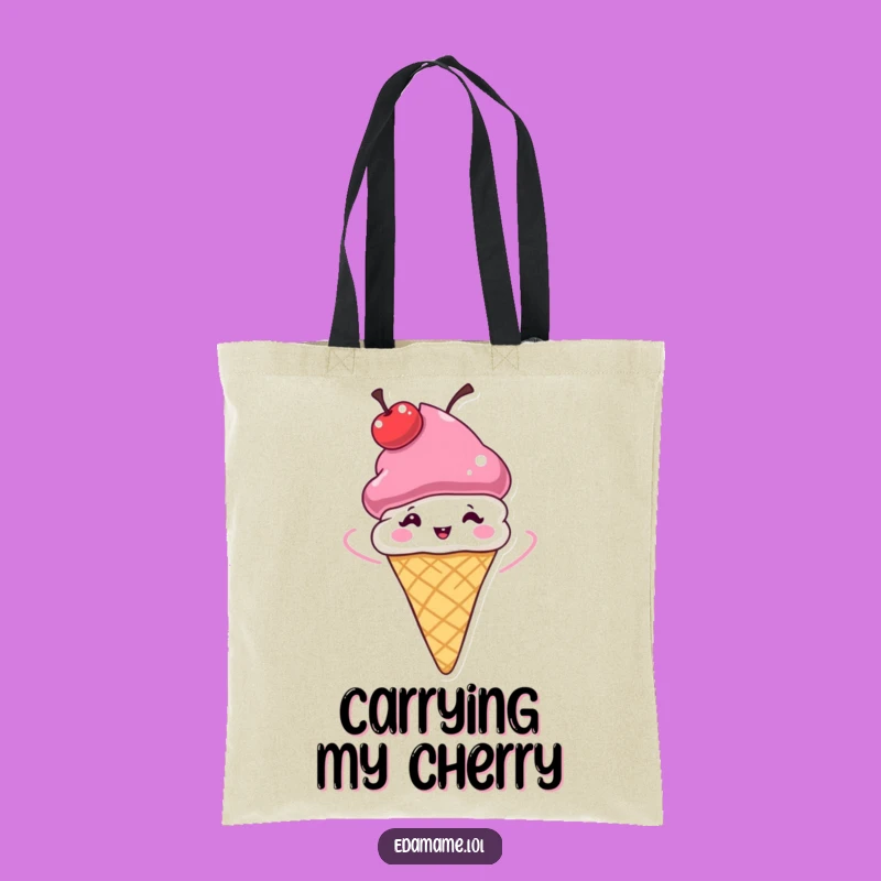 Funny Ice Cream Cone Tote Bag: Whimsical Cherry Hat Spinner, Essential Funny Gift!